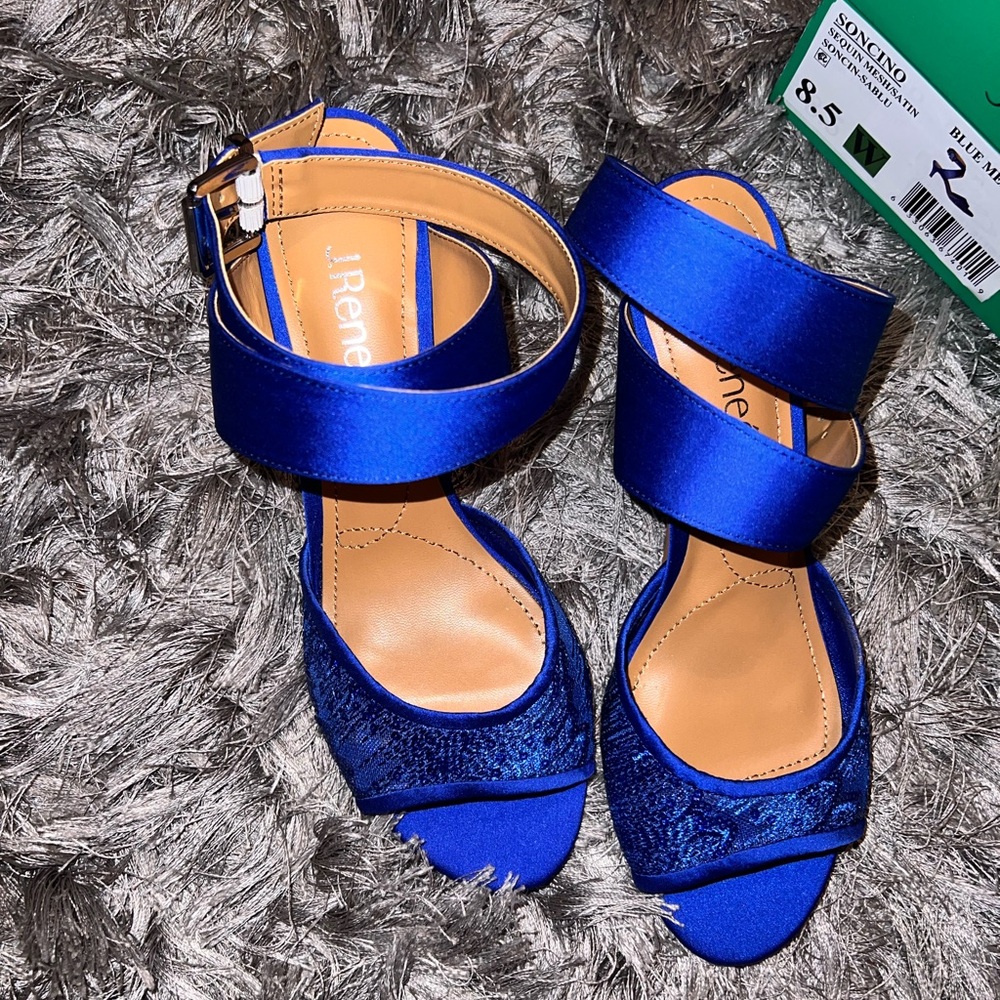 J. Renee Blue Satin Strappy Heels - Picture 4 of 6
